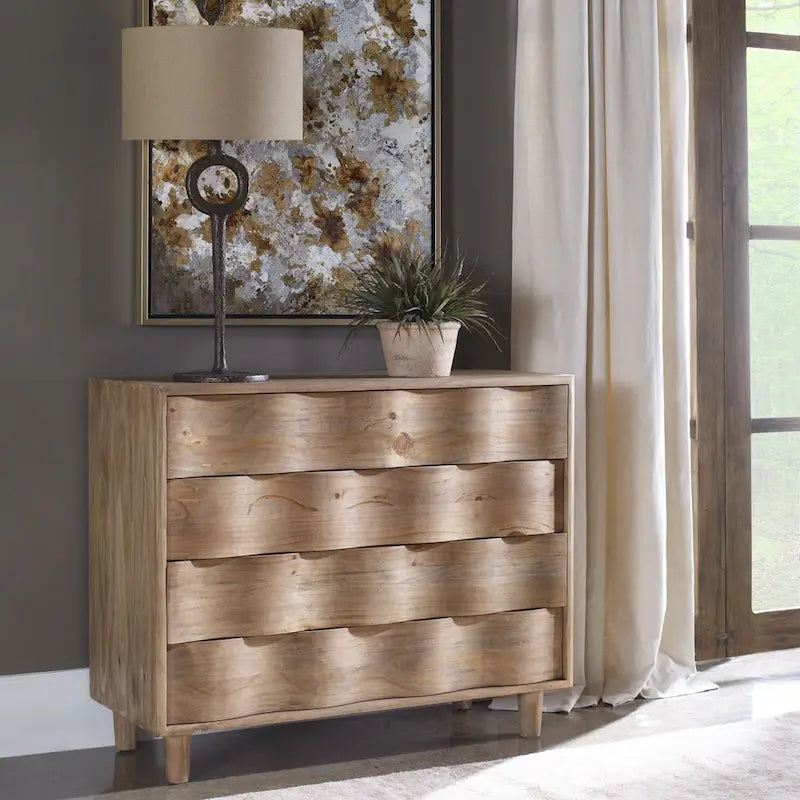 Commode en pin Crawford à 4 tiroirs, largeur 42 po