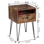 Tables de chevet modernes avec tiroir et pieds épingles, marron/bleu/noir/jaune, quatre options