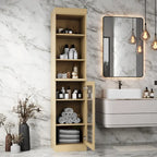 Meuble de rangement de salle de bain en bois massif 100 % de 16,5 po avec portes en verre transparent et étagères réglables