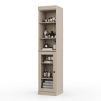 Meuble de rangement de salle de bain en bois massif 100 % de 16,5 po avec portes en verre transparent et étagères réglables