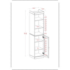 Meuble de rangement de salle de bain en bois massif 100 % de 16,5 po avec portes en verre transparent et étagères réglables