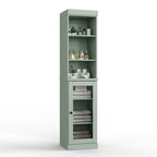 Meuble de rangement de salle de bain en bois massif 100 % de 16,5 po avec portes en verre transparent et étagères réglables