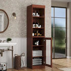 Meuble de rangement de salle de bain en bois massif 100 % de 16,5 po avec portes en verre transparent et étagères réglables