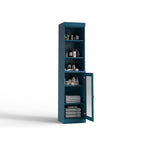 Meuble de rangement de salle de bain en bois massif 100 % de 16,5 po avec portes en verre transparent et étagères réglables