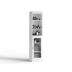 Meuble de rangement de salle de bain en bois massif 100 % de 16,5 po avec portes en verre transparent et étagères réglables
