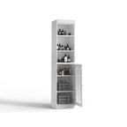 Meuble de rangement de salle de bain en bois massif 100 % de 16,5 po avec portes en verre transparent et étagères réglables