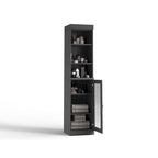 Meuble de rangement de salle de bain en bois massif 100 % de 16,5 po avec portes en verre transparent et étagères réglables