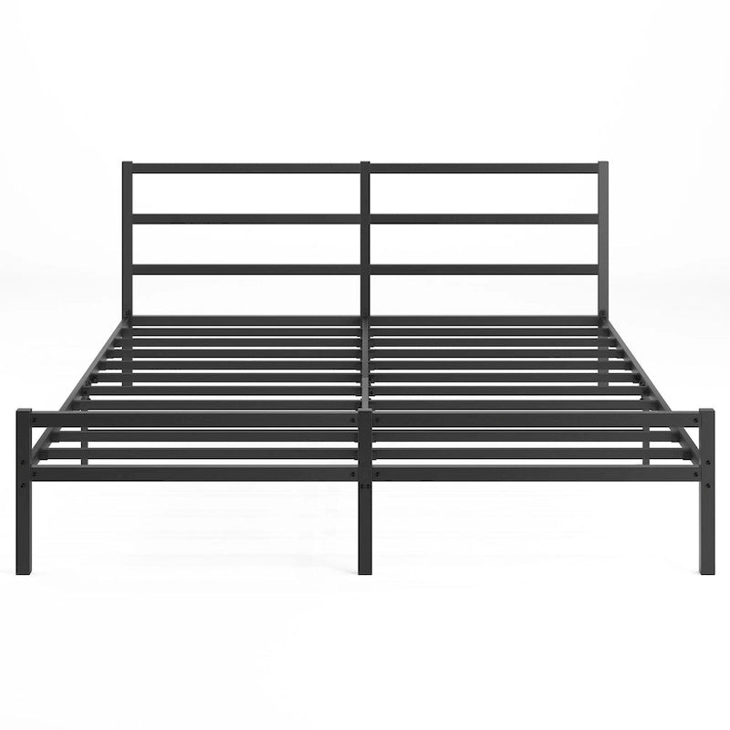 Cadre de lit plateforme King en métal noir avec tête de lit - Conception pliable améliorée