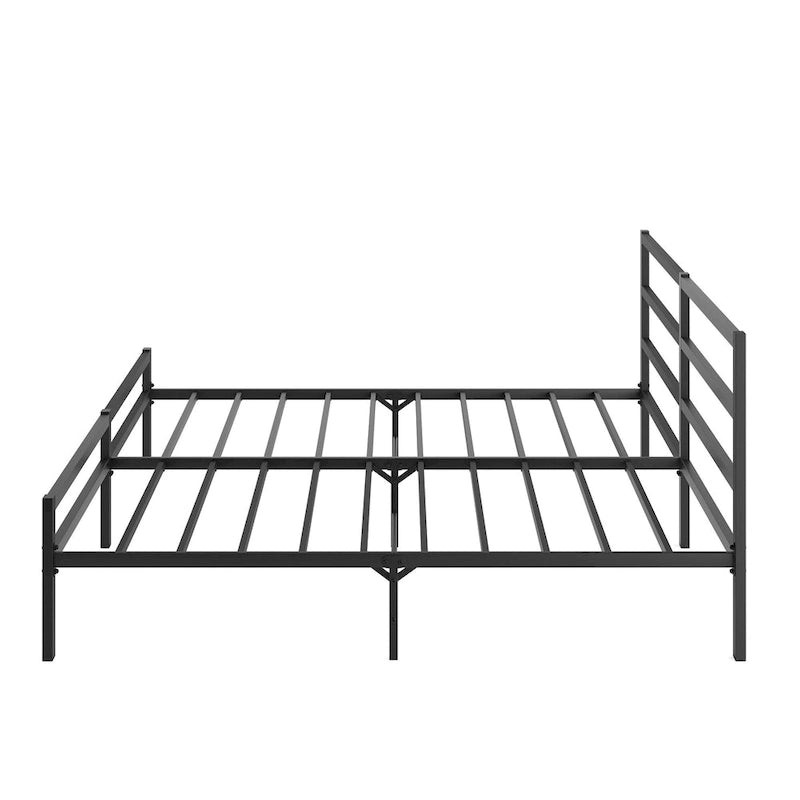 Cadre de lit plateforme King en métal noir avec tête de lit - Conception pliable améliorée