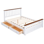 Lit plateforme Queen en bois avec tiroirs, tête de lit et pied de lit