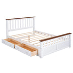 Lit plateforme Queen en bois avec tiroirs, tête de lit et pied de lit