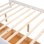 Lit plateforme Queen en bois avec tiroirs, tête de lit et pied de lit