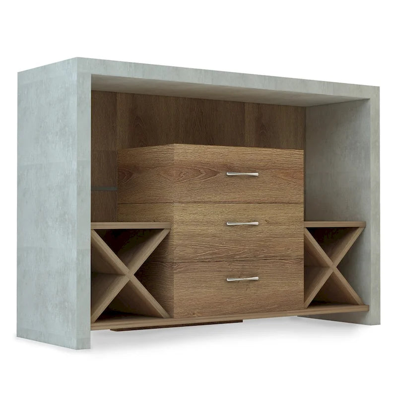 Buffet 3 tiroirs Mystal aspect béton