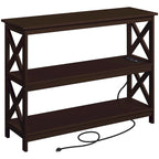 Console de table à 3 niveaux en bois avec prise de courant Table d'appoint de canapé
