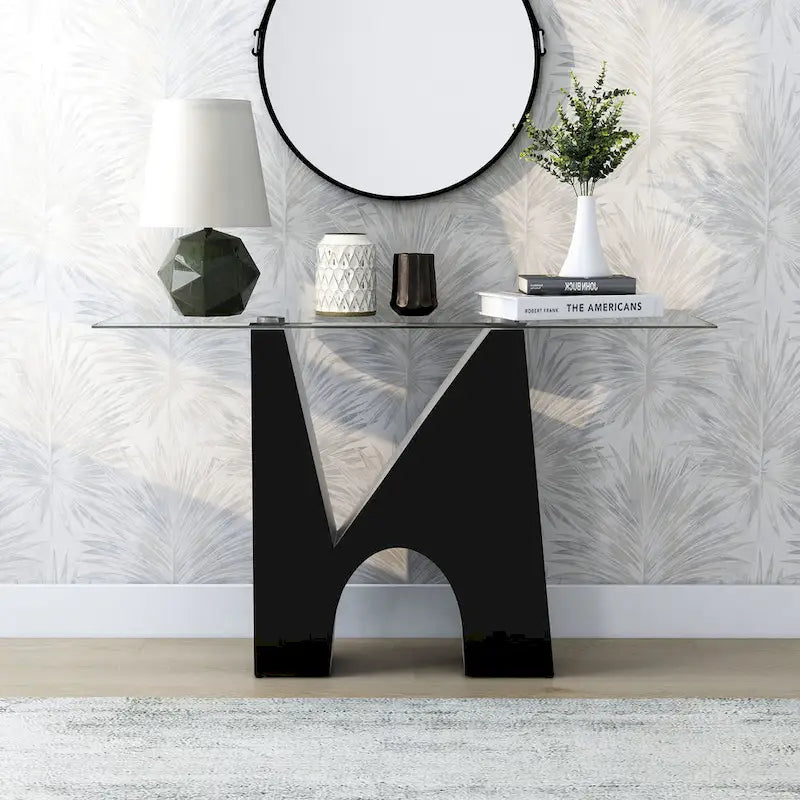 Noele Modern Black 48-inch Glasstop Console Table by Furniture of America