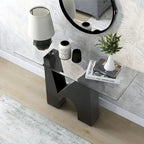 Console de table moderne noire Noele avec dessus en verre de 48 pouces