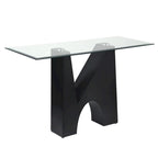 Console de table moderne noire Noele avec dessus en verre de 48 pouces