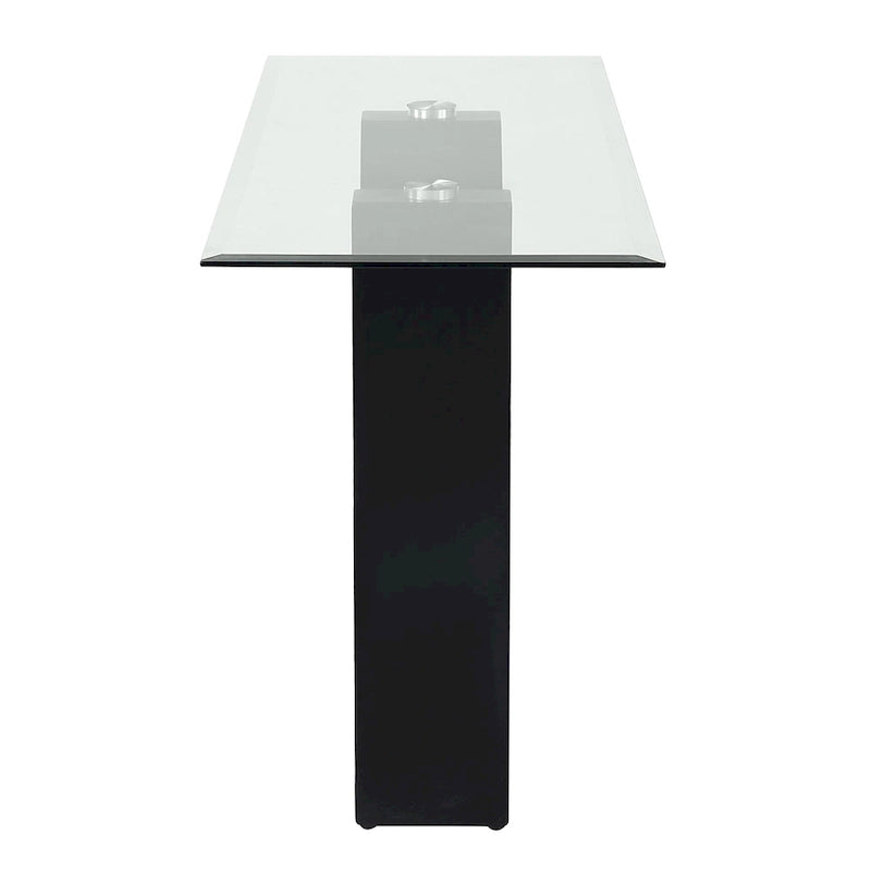 Console de table moderne noire Noele avec dessus en verre de 48 pouces
