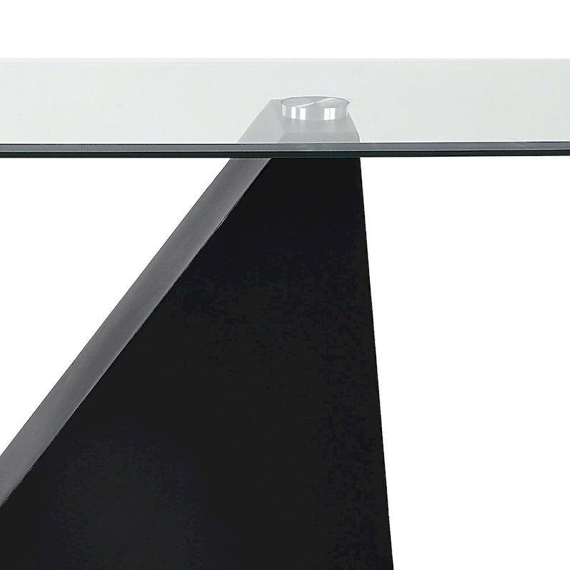 Console de table moderne noire Noele avec dessus en verre de 48 pouces