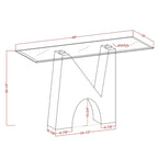 Console de table moderne noire Noele avec dessus en verre de 48 pouces