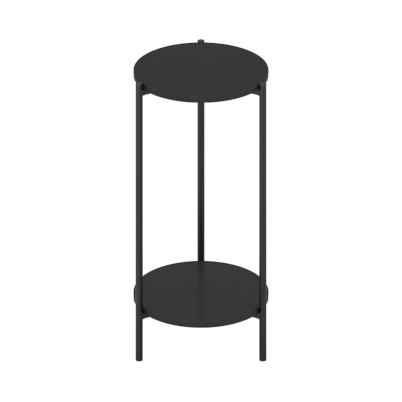 Table d'appoint ronde moderne à 2 niveaux Besi avec pieds en métal robustes, Americano