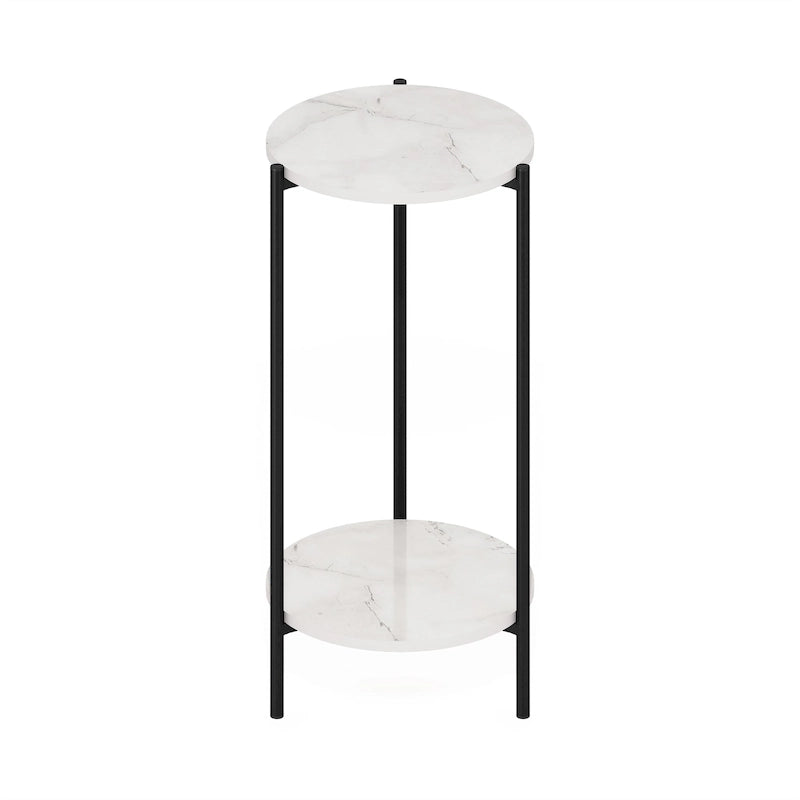 Table d'appoint ronde moderne à 2 niveaux Besi avec pieds en métal robustes, Americano