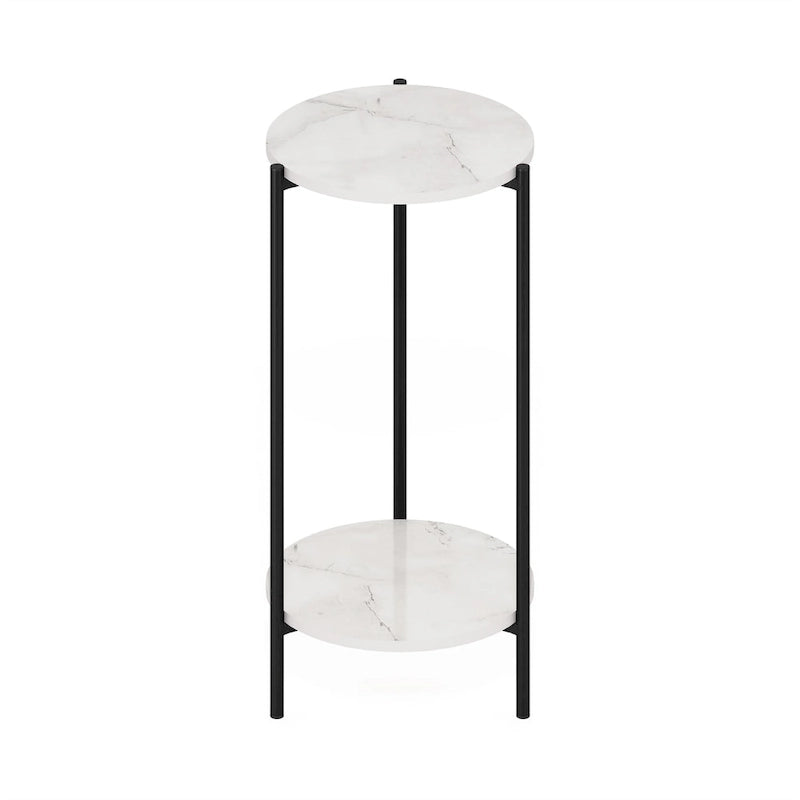 Table d'appoint ronde moderne à 2 niveaux Besi avec pieds en métal robustes, Americano