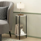 Table d'appoint ronde moderne à 2 niveaux Besi avec pieds en métal robustes, Americano