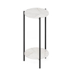 Table d'appoint ronde moderne à 2 niveaux Besi avec pieds en métal robustes, Americano