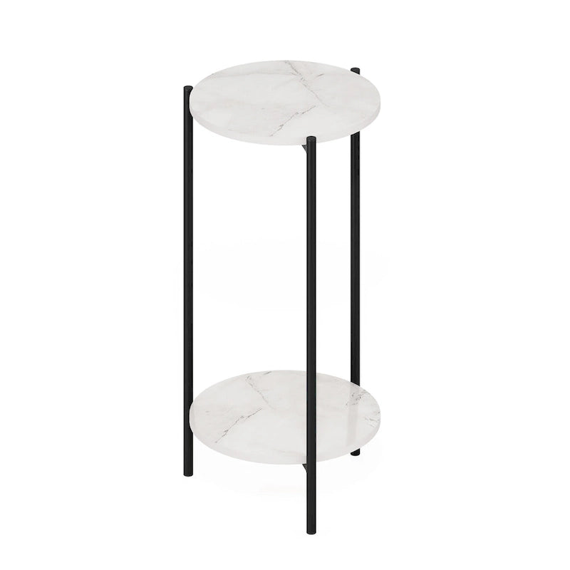 Table d'appoint ronde moderne à 2 niveaux Besi avec pieds en métal robustes, Americano