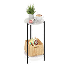 Table d'appoint ronde moderne à 2 niveaux Besi avec pieds en métal robustes, Americano