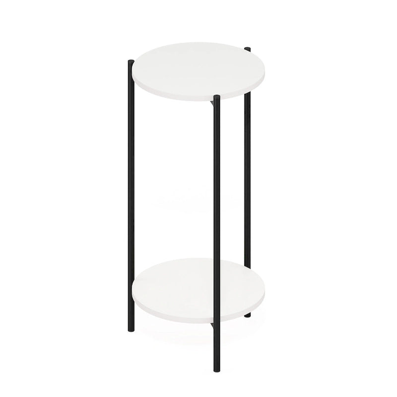 Table d'appoint ronde moderne à 2 niveaux Besi avec pieds en métal robustes, Americano