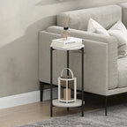 Table d'appoint ronde moderne à 2 niveaux Besi avec pieds en métal robustes, Americano