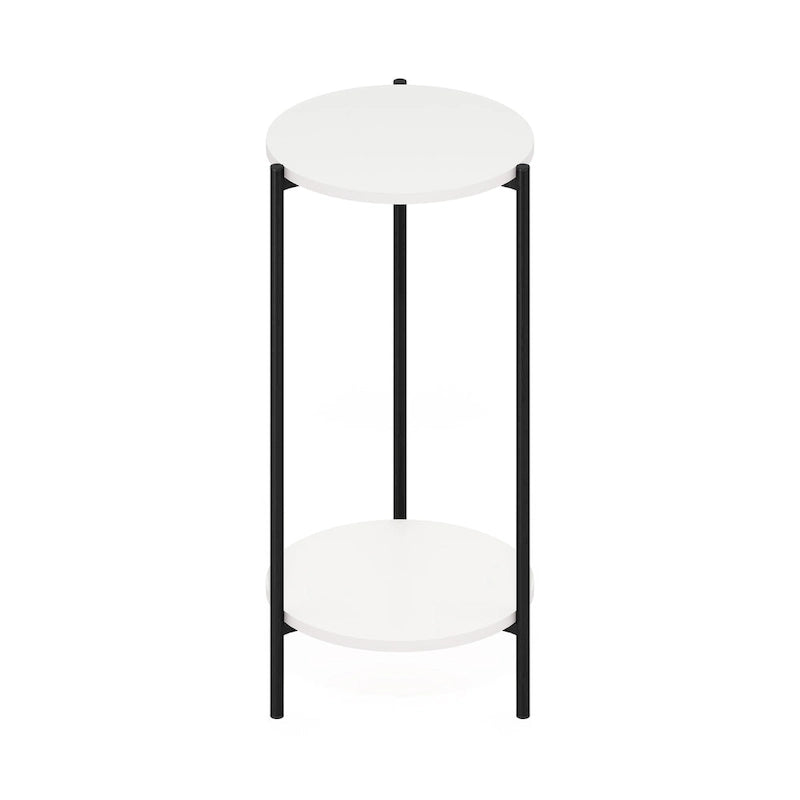 Table d'appoint ronde moderne à 2 niveaux Besi avec pieds en métal robustes, Americano