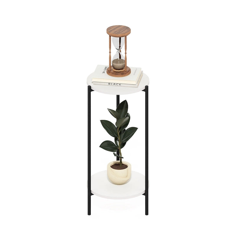 Table d'appoint ronde moderne à 2 niveaux Besi avec pieds en métal robustes, Americano