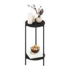 Table d'appoint ronde moderne à 2 niveaux Besi avec pieds en métal robustes, Americano