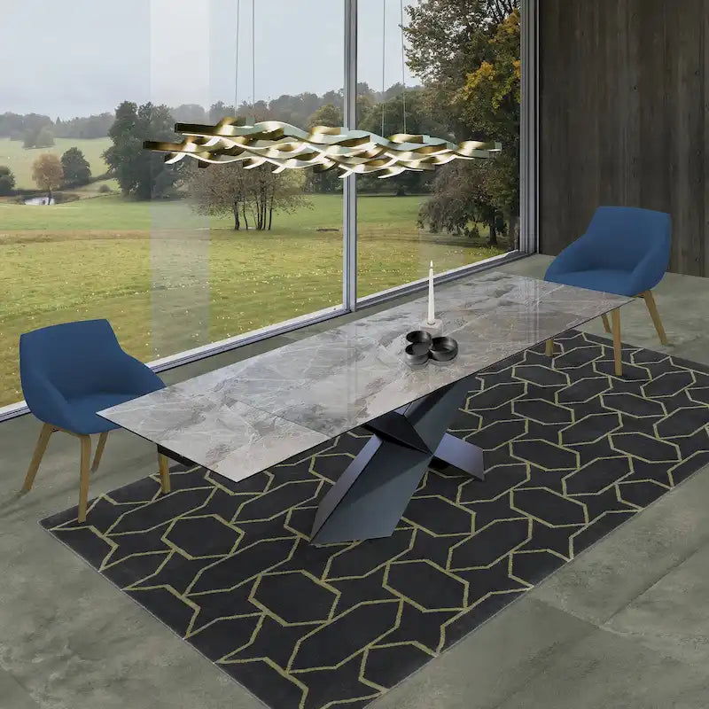 Table à manger extensible avec plateau en céramique grise - 180/270\*90\*75 cm