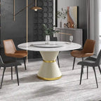 Table à manger moderne en marbre ronde de 59 po avec plateau tournant