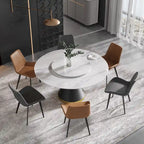 Table à manger moderne en marbre ronde de 59 po avec plateau tournant