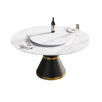 Table à manger moderne en marbre ronde de 59 po avec plateau tournant