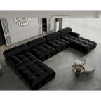 Pouf carré minimaliste en velours capitonné