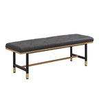 Banc de bout de lit en métal et similicuir avec pieds de tabouret en or noir pour entrée de salon