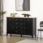 Buffet moderne avec tiroirs, meuble de rangement avec placards, plateau en bois d'hévéa et étagères réglables, blanc