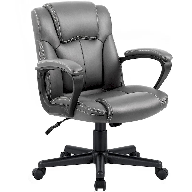 Chaise de bureau Homall Executive marron en cuir PU épais et rembourré, ergonomique, dossier mi-haut, pour bureau et usage commercial