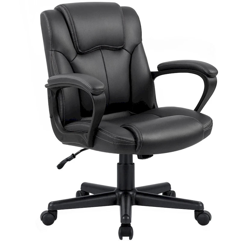 Chaise de bureau Homall Executive marron en cuir PU épais et rembourré, ergonomique, dossier mi-haut, pour bureau et usage commercial
