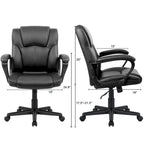 Chaise de bureau Homall Executive marron en cuir PU épais et rembourré, ergonomique, dossier mi-haut, pour bureau et usage commercial