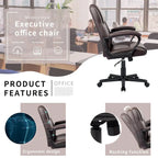 Chaise de bureau Homall Executive marron en cuir PU épais et rembourré, ergonomique, dossier mi-haut, pour bureau et usage commercial