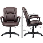 Chaise de bureau Homall Executive marron en cuir PU épais et rembourré, ergonomique, dossier mi-haut, pour bureau et usage commercial