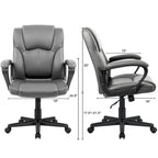 Chaise de bureau Homall Executive marron en cuir PU épais et rembourré, ergonomique, dossier mi-haut, pour bureau et usage commercial
