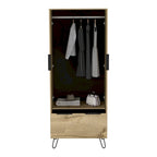 Armoire Augusta avec tringle de suspension, tiroir, pieds épingle à cheveux et placard à double porte - N/D